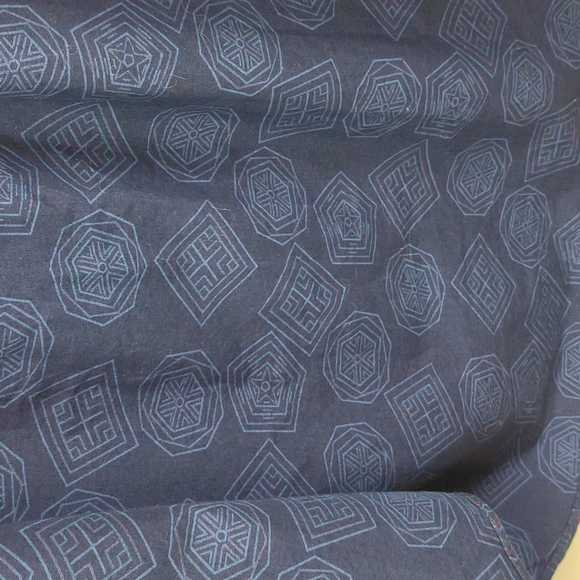 Men's Hilfiger Vtg. LS BU Cotton Navy Blue Geometric Pattern Mirror Inside Shirt - Picture 12 of 13